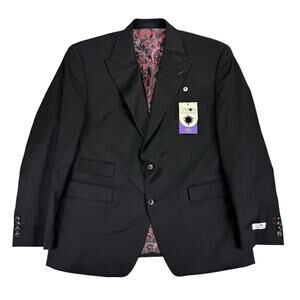 Tayion Mens Acontour Classic Fit Solid Suit Jacket Black 44S